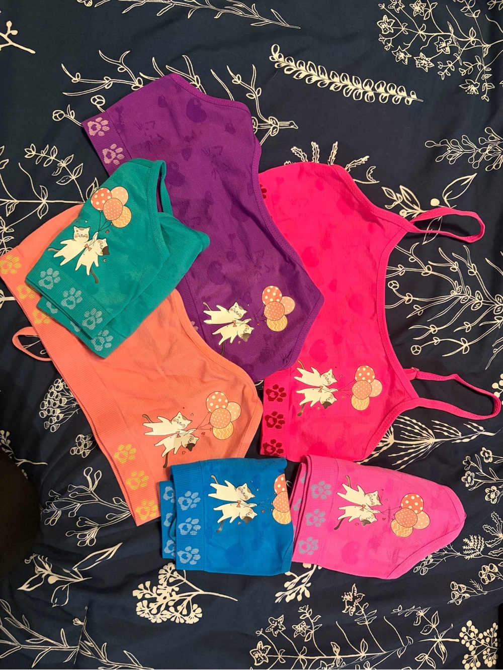 NWOT: Colorful Girls' Floral Fox Tank & Sports Bra Set - Multicolor